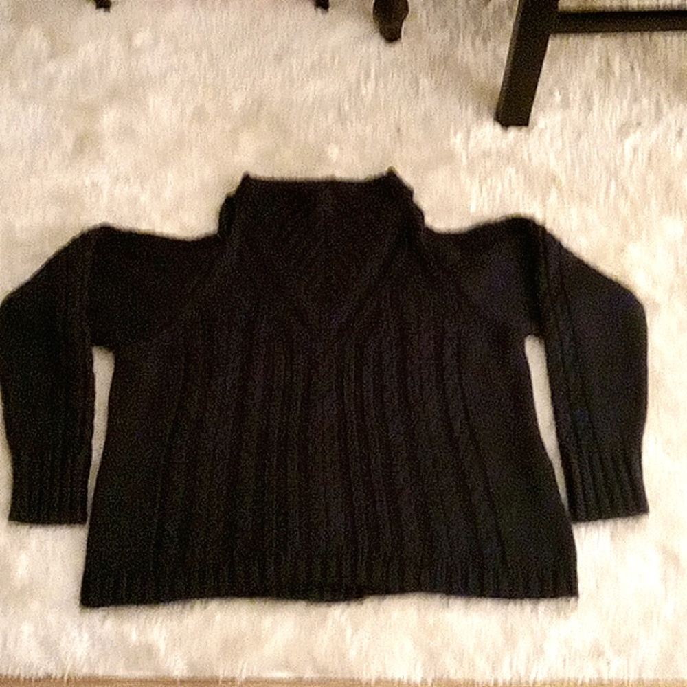 Women's Mock Turtleneck Cold Shoulder Cable Knit Sweater